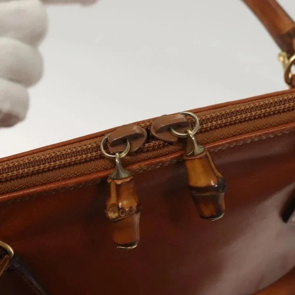 GUCCI Hand Bag Leather Brown Gold 000 2214 0290 Auth ep9714 - Picture 12 of 16